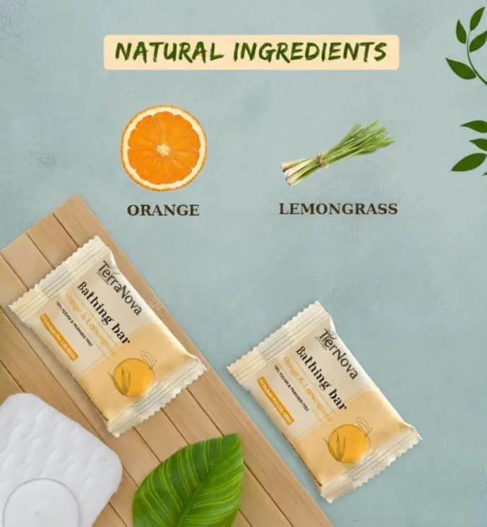 Ayuvedic herbal natural soap made of orange and lemon grass  for B2b
